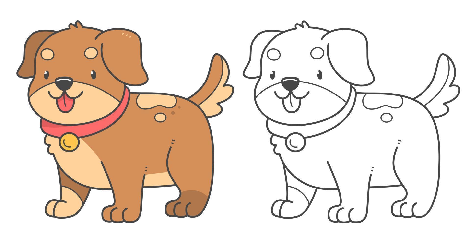 perro de libro para colorear para niños. libro para colorear con lindo animal cachorro de dibujos animados. ilustración vectorial vector