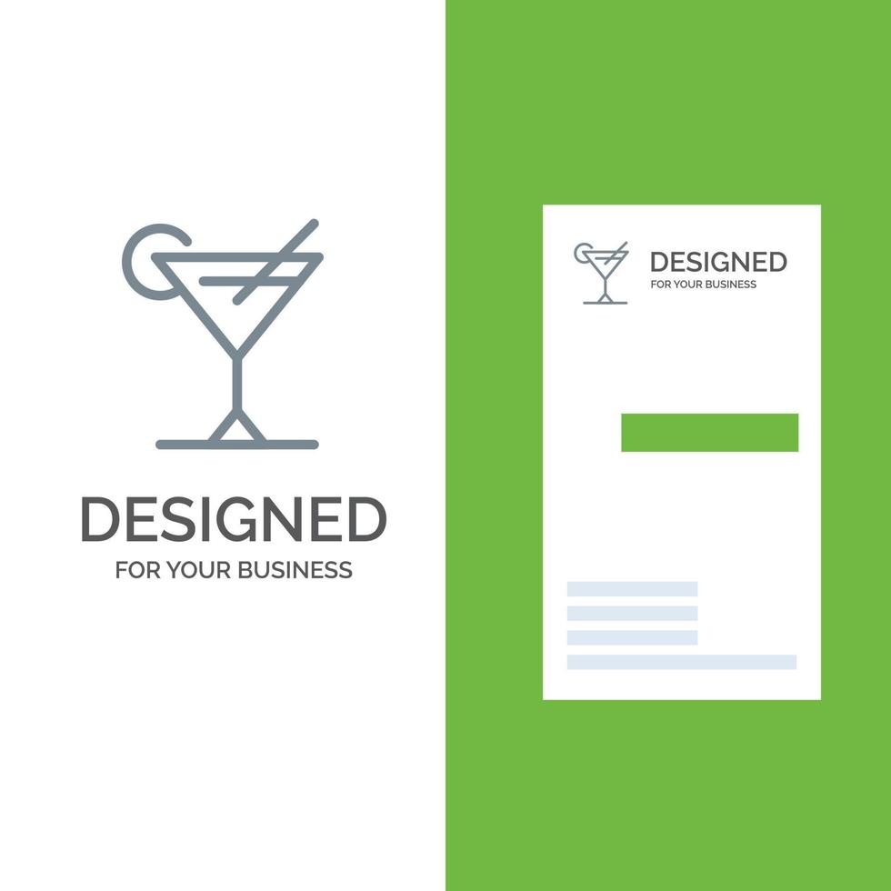 Cocktail Juice Lemon Grey Logo Design and Business Card Template vector