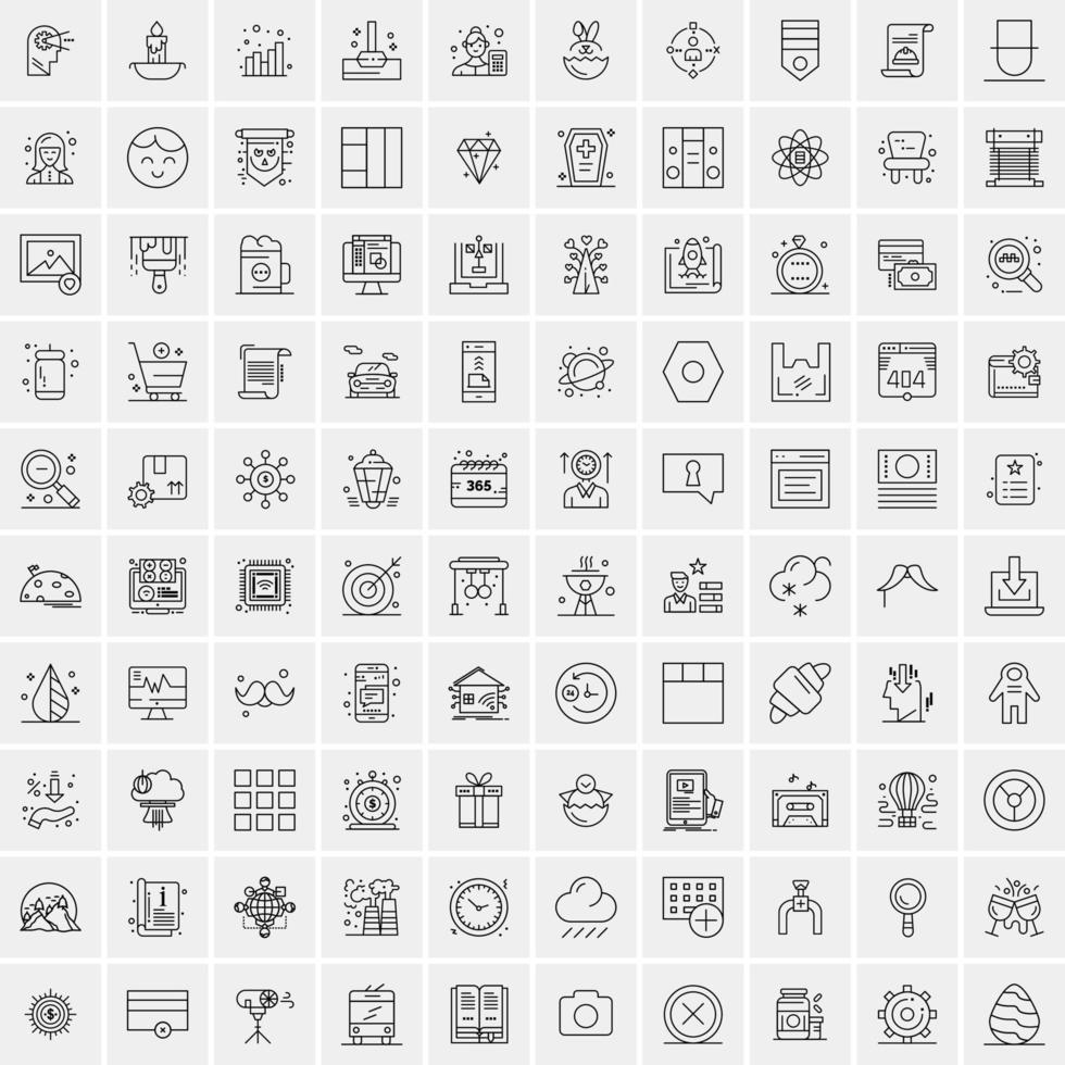 conjunto de 100 iconos de línea de negocios creativos vector