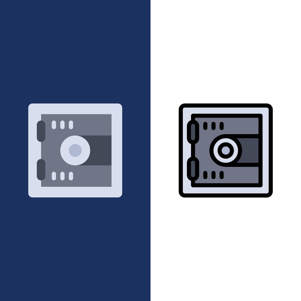 Locker Lock Motivation  Icons Flat and Line Filled Icon Set Vector Blue Background