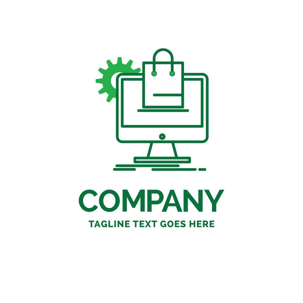 shopping. online. ecommerce. services. cart Flat Business Logo template. Creative Green Brand Name Design. vector