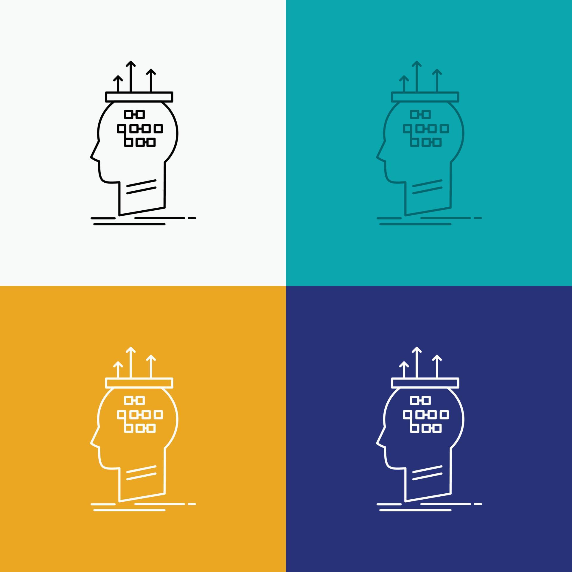 Algorithm. brain. conclusion. process. thinking Icon Over Various ...