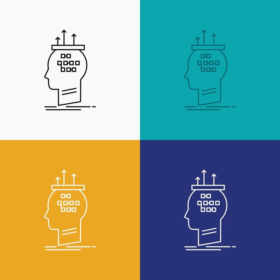 Algorithm. brain. conclusion. process. thinking Icon Over Various Background. Line style design. designed for web and app. Eps 10 vector illustration