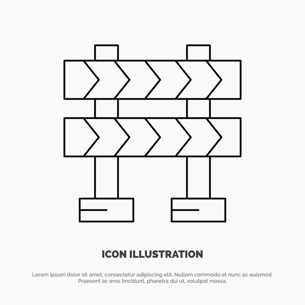 Barricade Barrier Construction Line Icon Vector