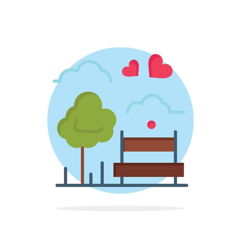 Park Tree Bench Love Outdoor Abstract Circle Background Flat color Icon vector