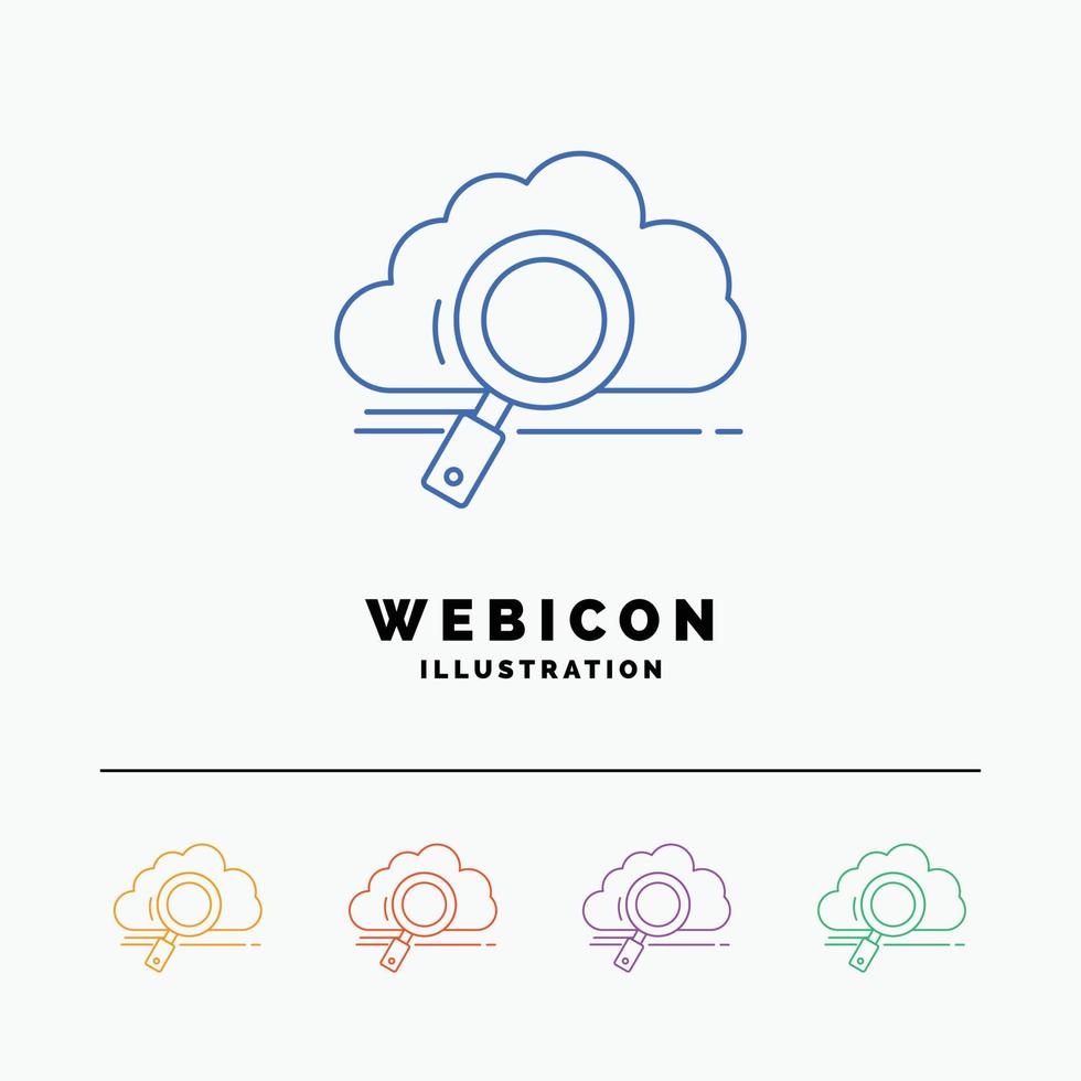 cloud. search. storage. technology. computing 5 Color Line Web Icon Template isolated on white. Vector illustration