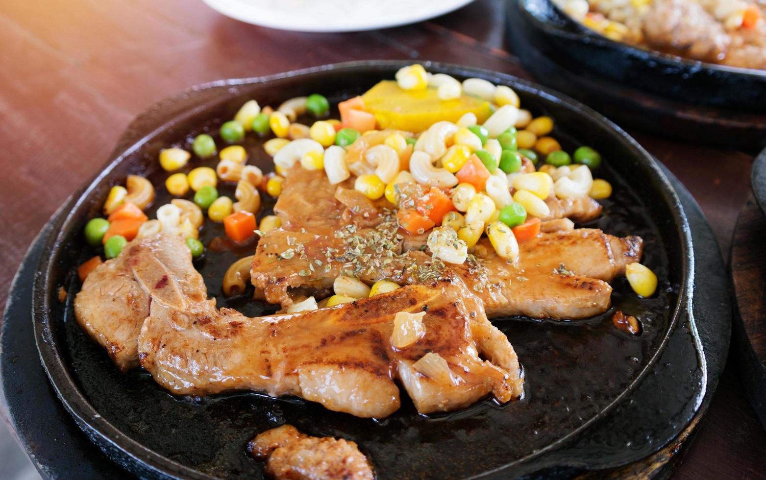 pork steak hot plate photo