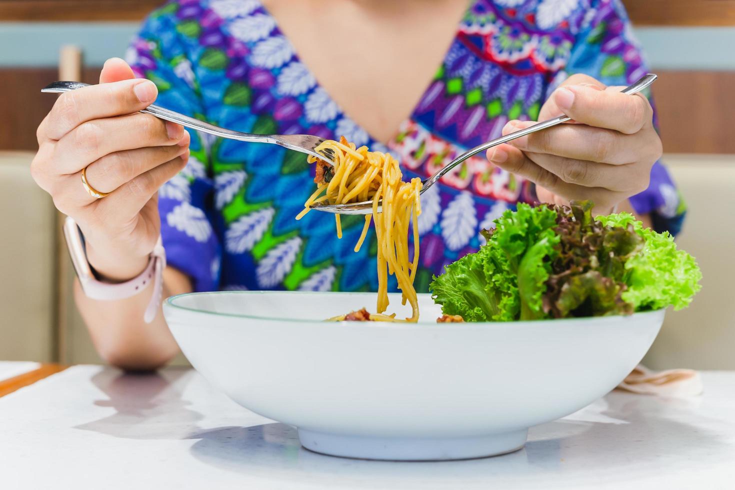 Hand Holding Fork And Spoon Eating Spaghetti 13331875 Stock Photo At what-is-the-general-name-in-english-for-kitchen-stuff-like-41-off