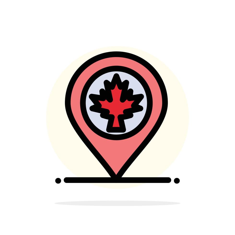 mapa ubicación canadá hoja resumen círculo fondo plano color icono vector