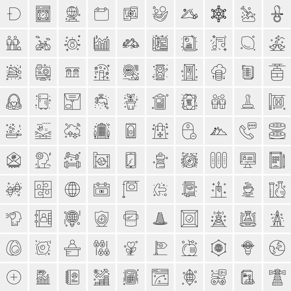 Set of 100 Creative Business Line Icons vector