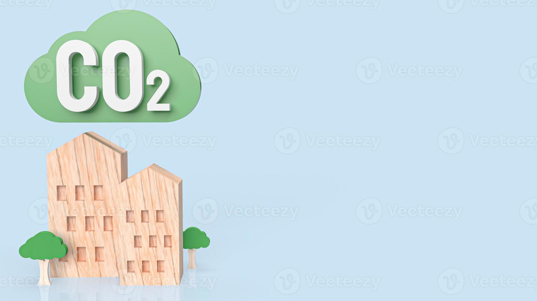 home wood and green cloud for co2 concept 3d rendering photo