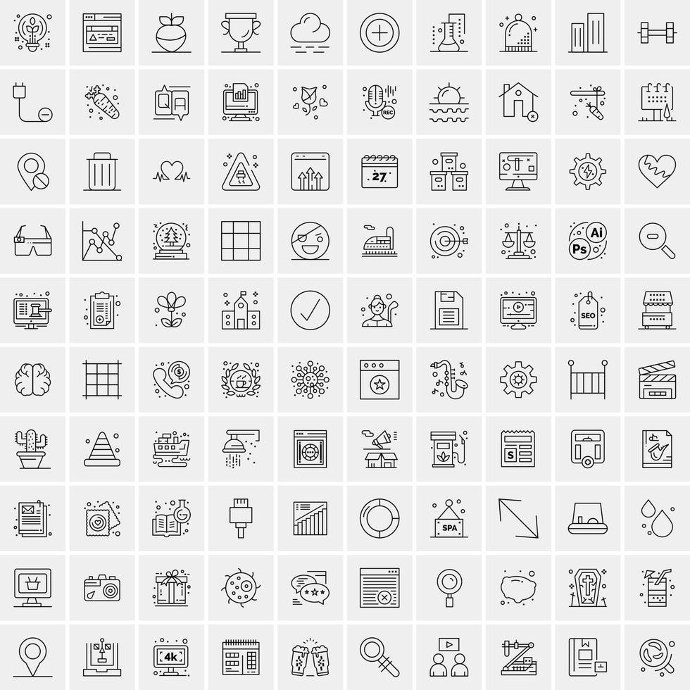 Pack of 100 Universal Line Icons for Mobile and Web vector