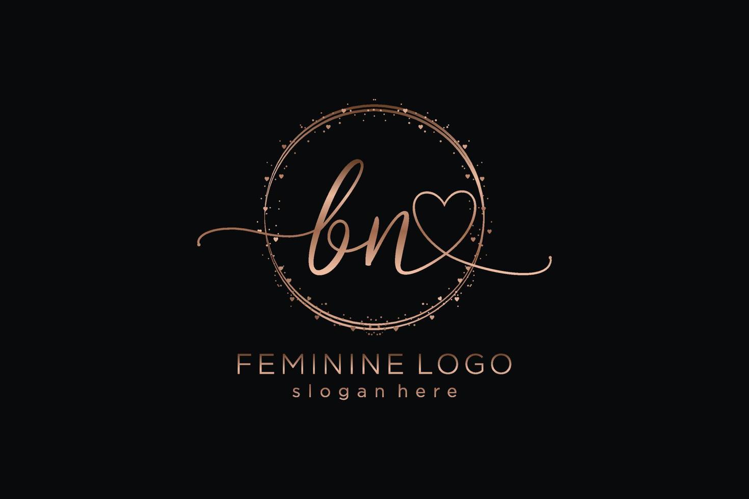Initial BN handwriting logo with circle template vector logo of initial wedding, fashion, floral and botanical with creative template.
