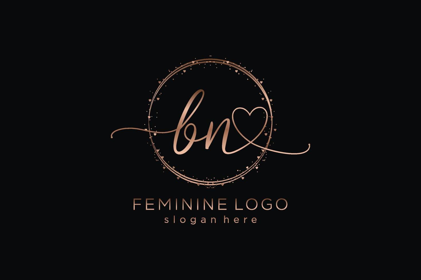 logotipo inicial de escritura a mano bn con plantilla de círculo logotipo vectorial de boda inicial, moda, floral y botánica con plantilla creativa. vector