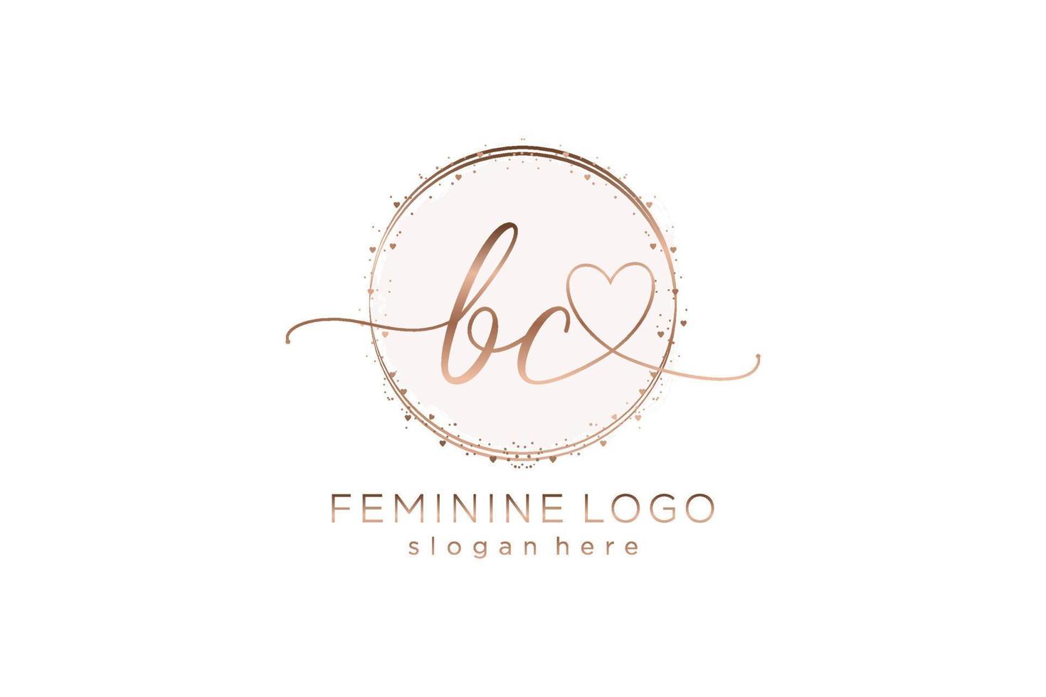 Initial BC handwriting logo with circle template vector logo of initial wedding, fashion, floral and botanical with creative template.