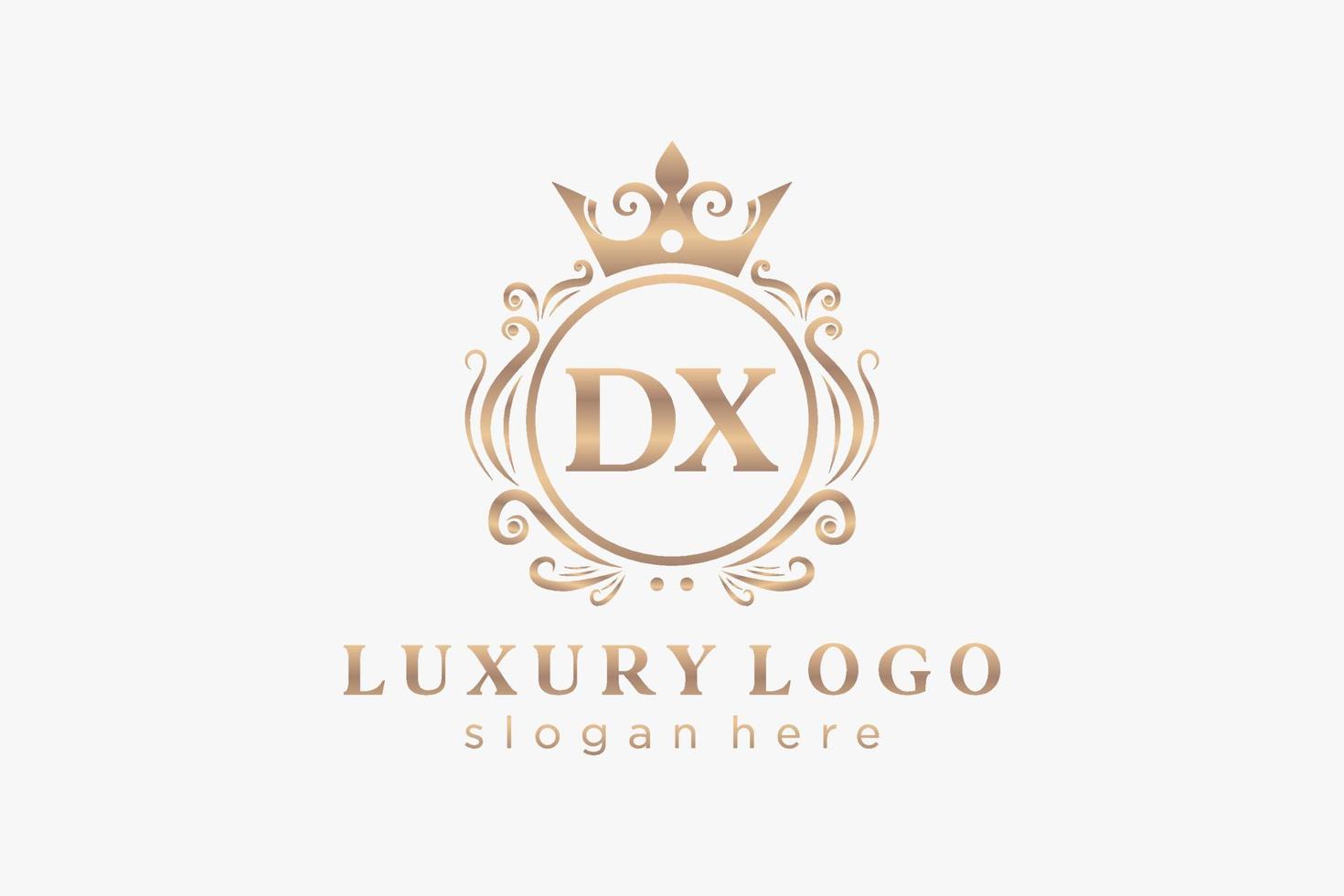 plantilla de logotipo de lujo real de letra dx inicial en arte vectorial para restaurante, realeza, boutique, cafetería, hotel, heráldica, joyería, moda y otras ilustraciones vectoriales. vector