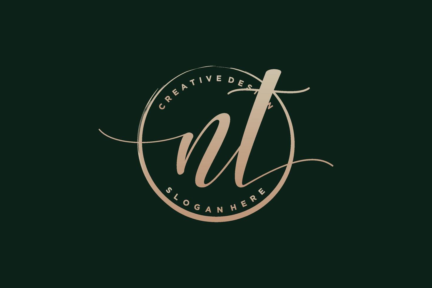 Initial NT handwriting logo with circle template vector signature, wedding, fashion, floral and botanical with creative template.