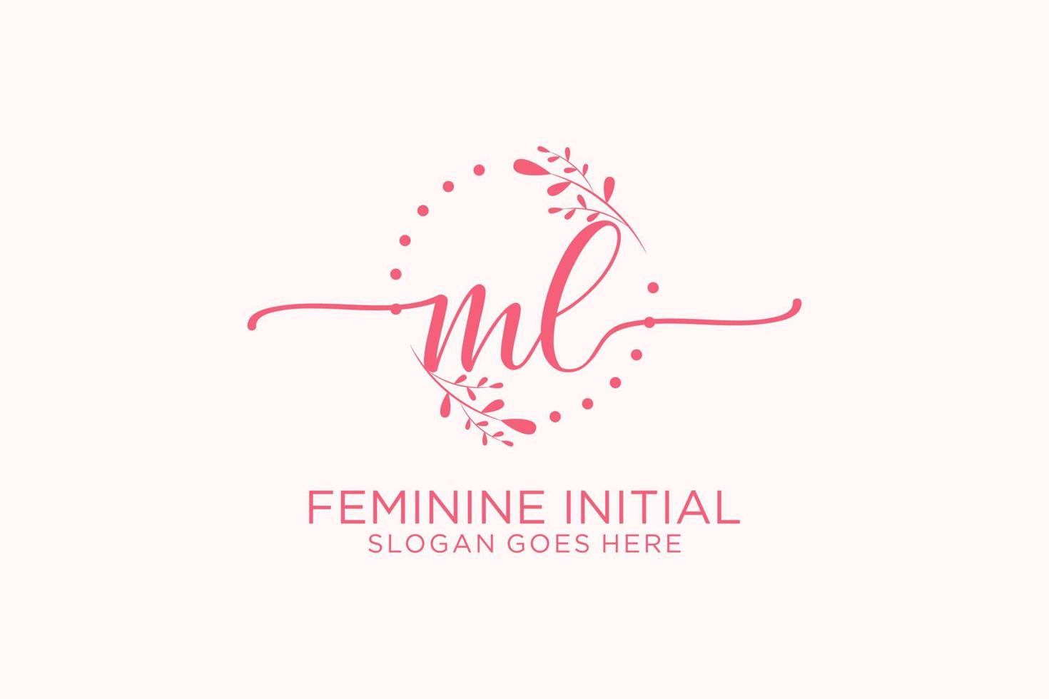 Initial ML beauty monogram and elegant logo design handwriting logo of initial signature, wedding, fashion, floral and botanical with creative template. vector