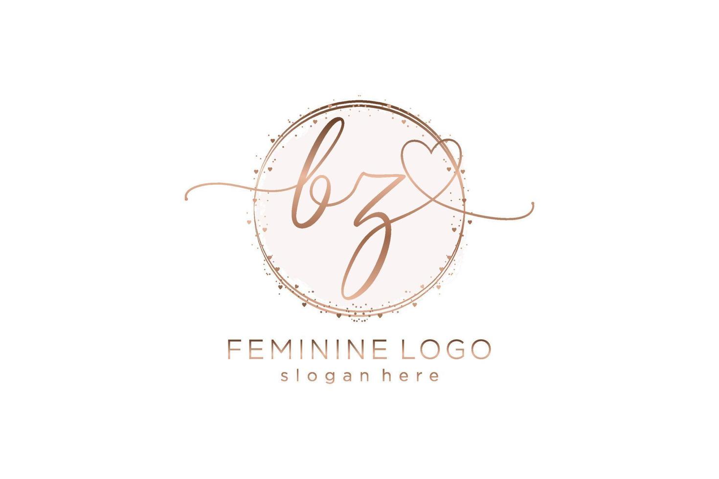 Initial BZ handwriting logo with circle template vector logo of initial wedding, fashion, floral and botanical with creative template.