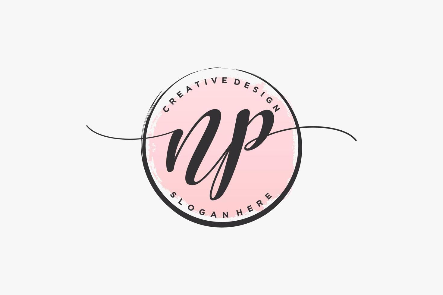 Initial NP handwriting logo with circle template vector signature, wedding, fashion, floral and botanical with creative template.