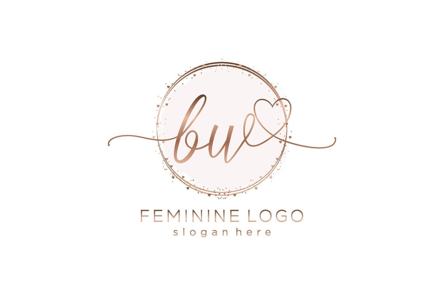 Initial BW handwriting logo with circle template vector logo of initial wedding, fashion, floral and botanical with creative template.