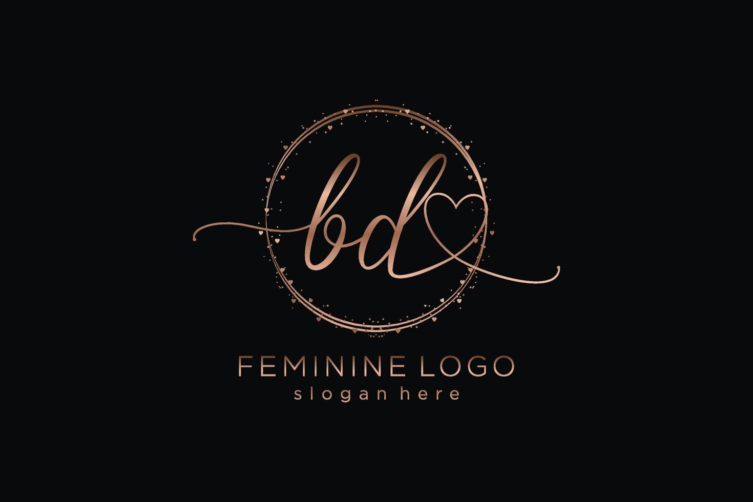 Initial BD handwriting logo with circle template vector logo of initial wedding, fashion, floral and botanical with creative template.