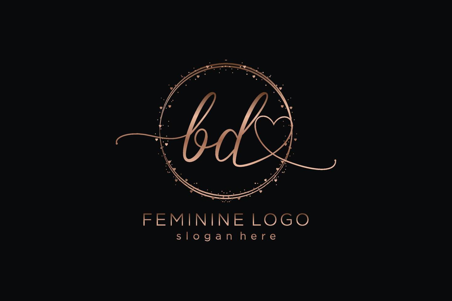 logotipo de escritura a mano bd inicial con plantilla de círculo logotipo vectorial de boda inicial, moda, floral y botánica con plantilla creativa. vector