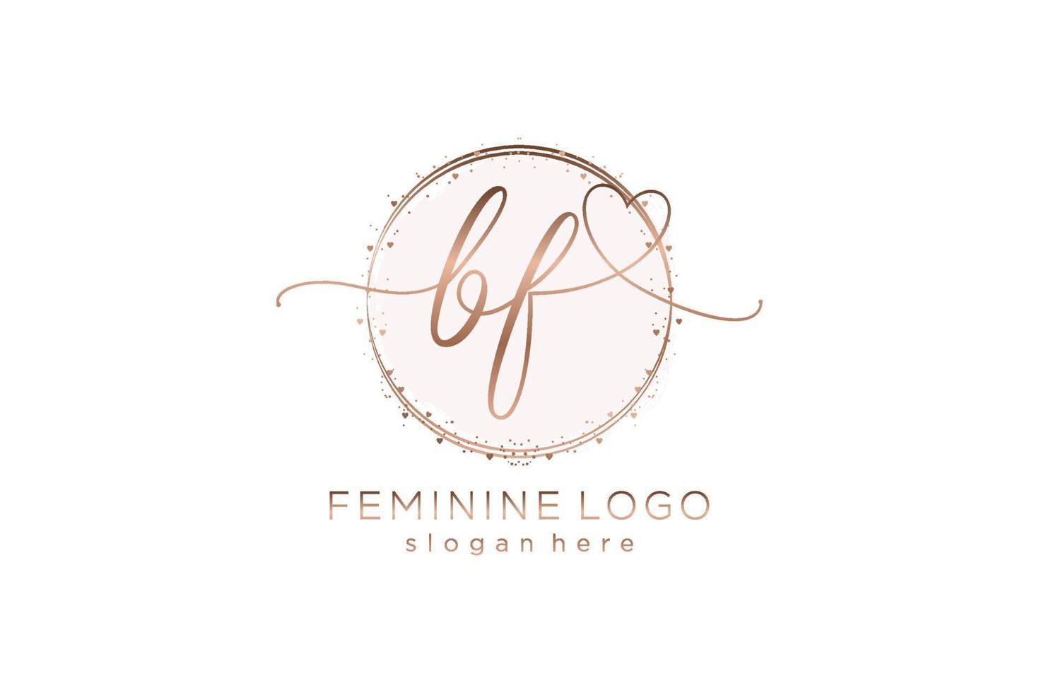 Initial BF handwriting logo with circle template vector logo of initial wedding, fashion, floral and botanical with creative template.