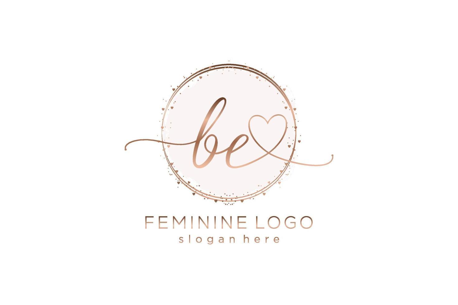 Initial BE handwriting logo with circle template vector logo of initial wedding, fashion, floral and botanical with creative template.