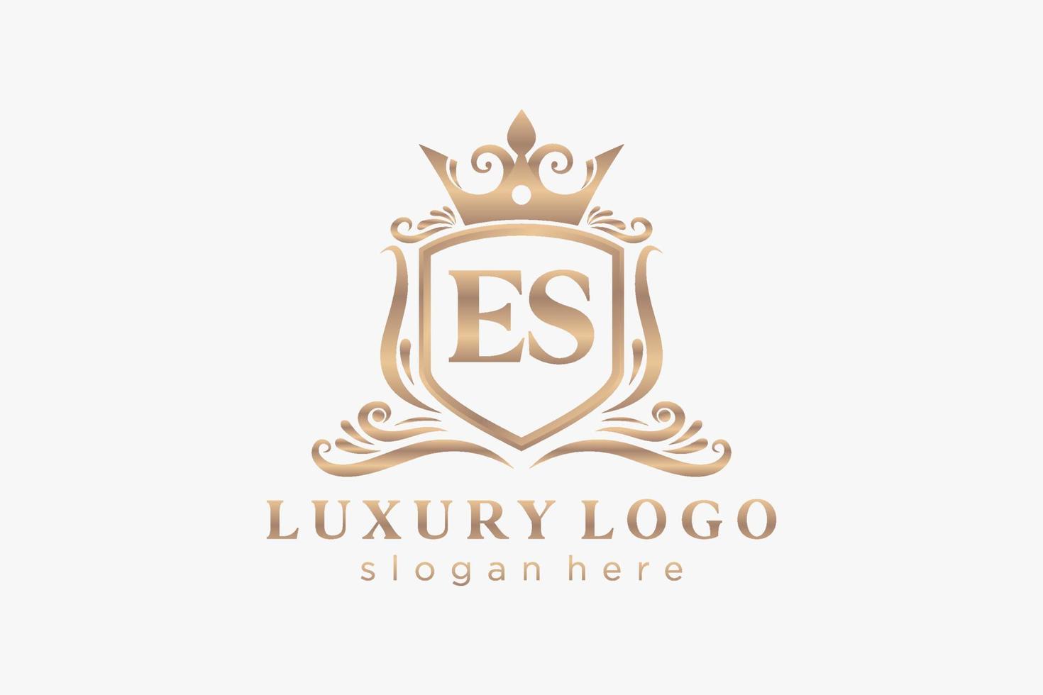 Initial ES Letter Royal Luxury Logo template in vector art for Restaurant, Royalty, Boutique, Cafe, Hotel, Heraldic, Jewelry, Fashion and other vector illustration.