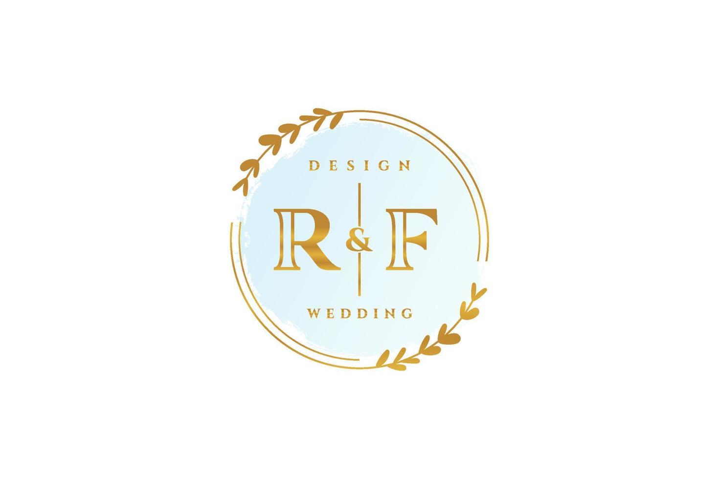 Initial RF beauty monogram and elegant logo design handwriting logo of initial signature, wedding, fashion, floral and botanical with creative template. vector