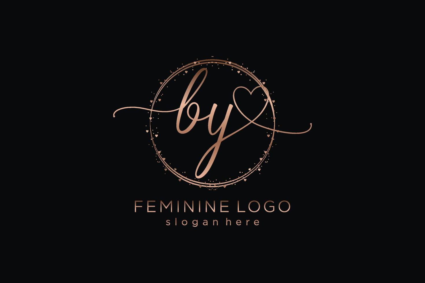 Initial BY handwriting logo with circle template vector logo of initial wedding, fashion, floral and botanical with creative template.