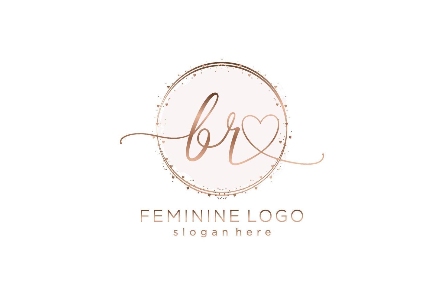 logotipo inicial de escritura a mano br con plantilla de círculo logotipo vectorial de boda inicial, moda, floral y botánica con plantilla creativa. vector