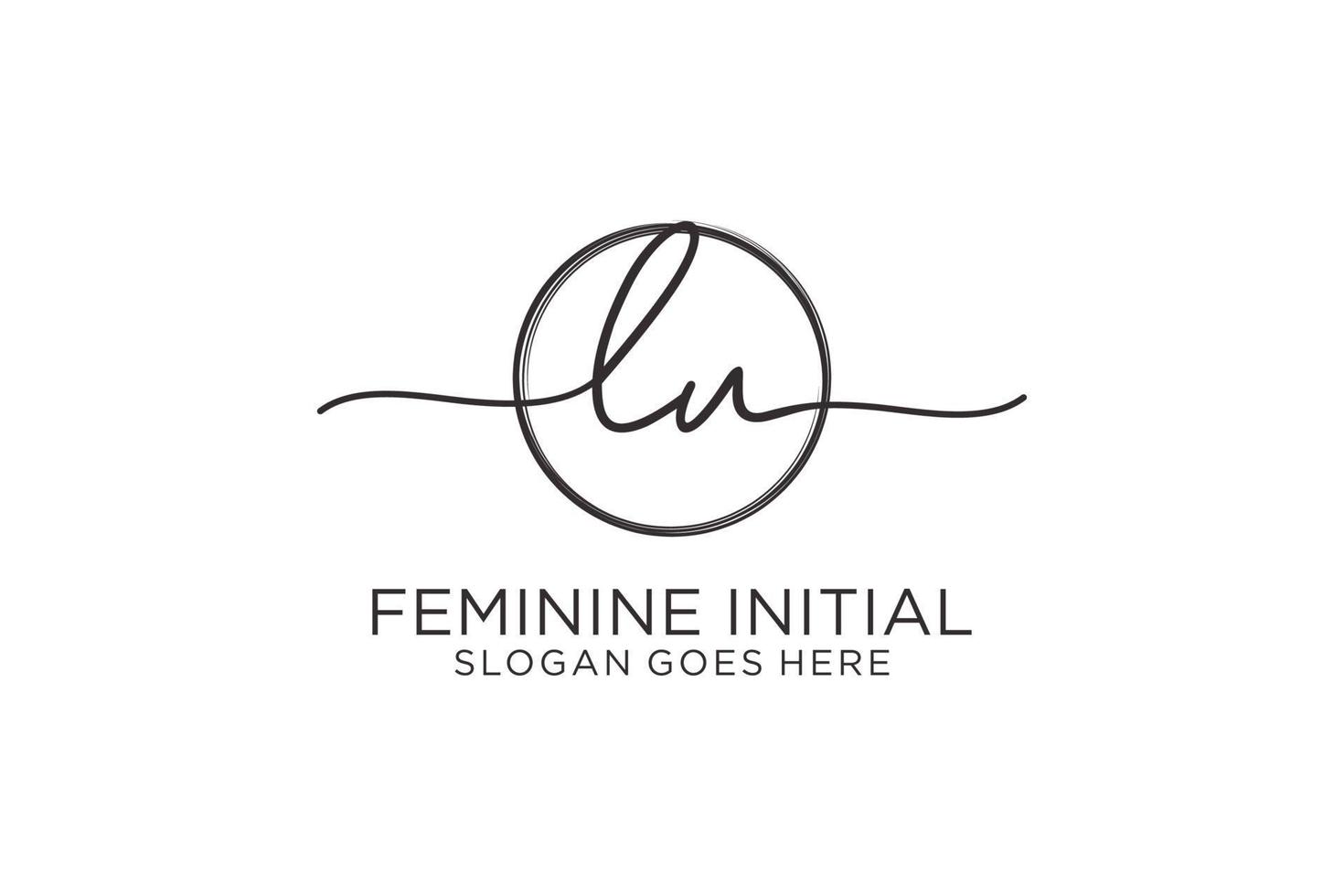 Initial LU handwriting logo with circle template vector logo of initial signature, wedding, fashion, floral and botanical with creative template.