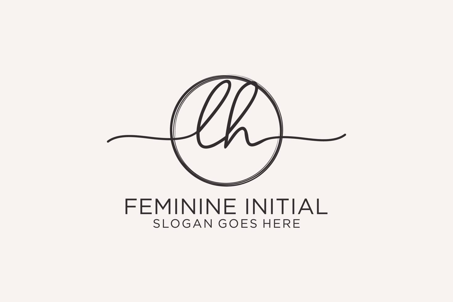 Initial LH handwriting logo with circle template vector logo of initial signature, wedding, fashion, floral and botanical with creative template.