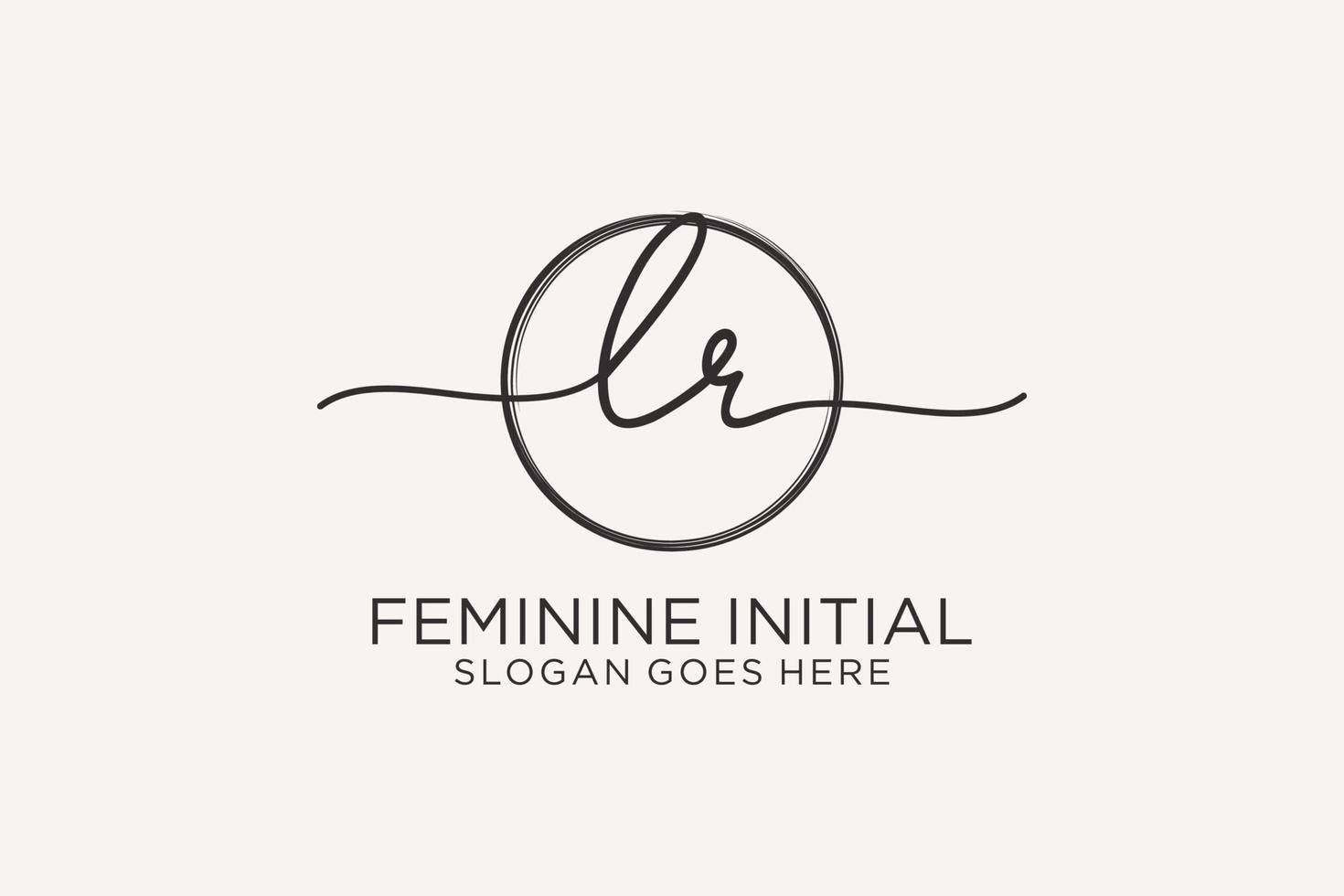 Initial LR handwriting logo with circle template vector logo of initial signature, wedding, fashion, floral and botanical with creative template.