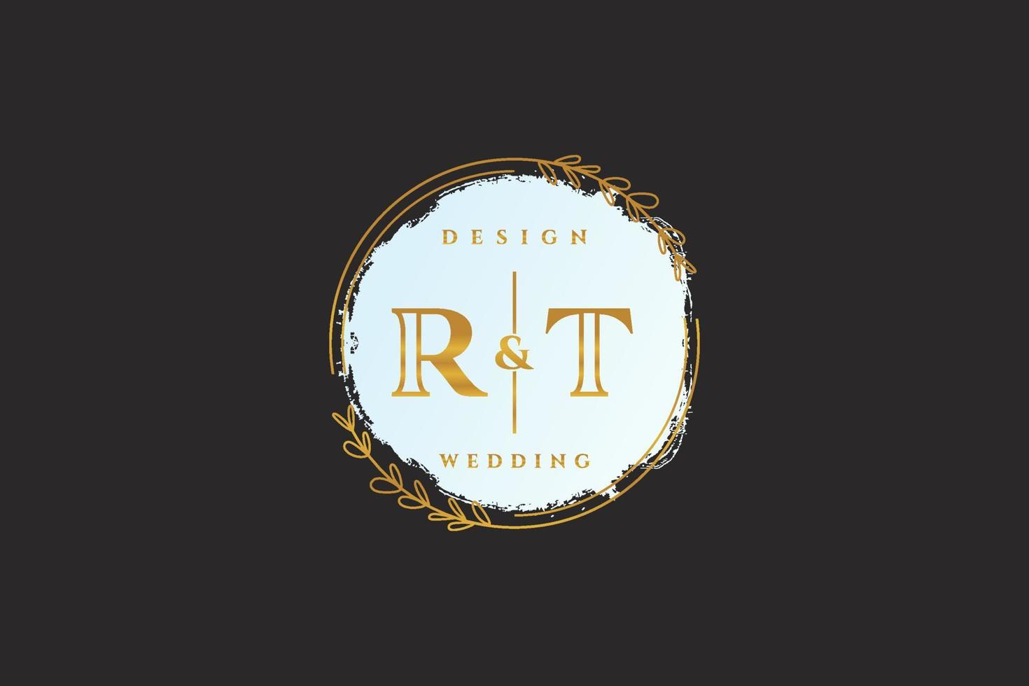 Initial RT beauty monogram and elegant logo design handwriting logo of initial signature, wedding, fashion, floral and botanical with creative template. vector