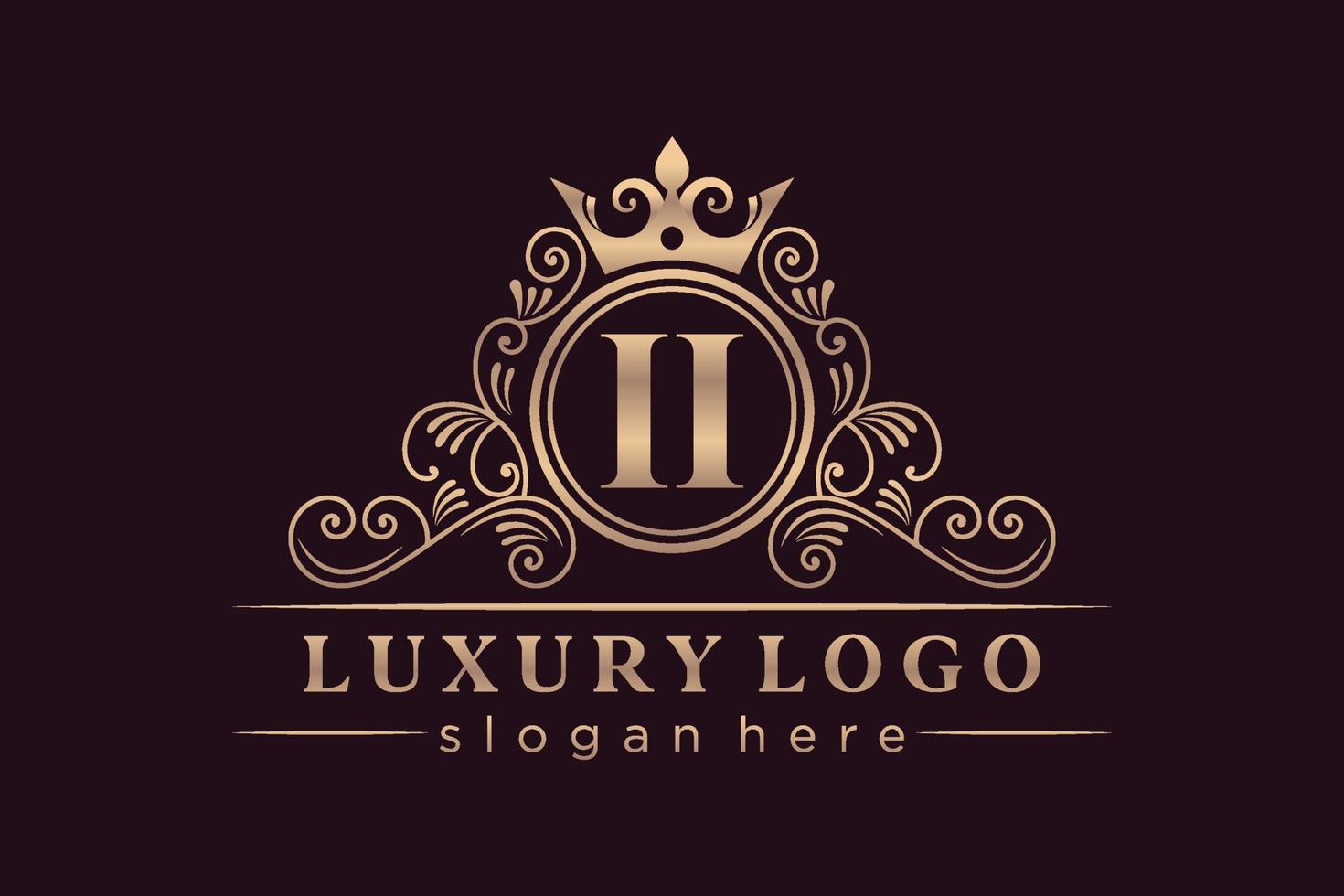 II Initial Letter Gold calligraphic feminine floral hand drawn heraldic monogram antique vintage style luxury logo design Premium Vector