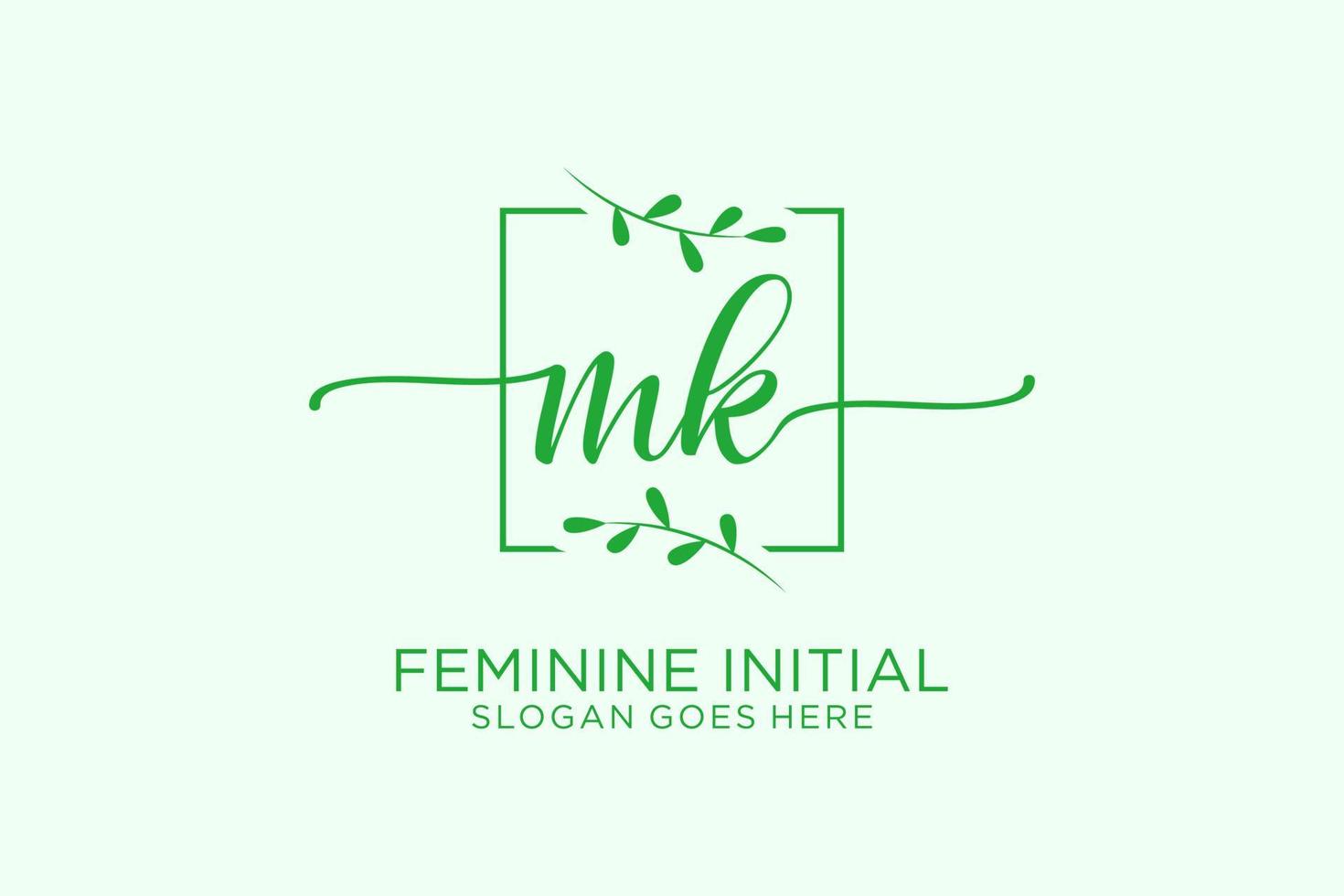Initial MK beauty monogram and elegant logo design handwriting logo of initial signature, wedding, fashion, floral and botanical with creative template. vector
