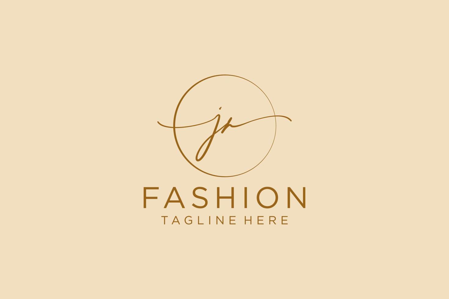 initial JR Feminine logo beauty monogram and elegant logo design, handwriting logo of initial signature, wedding, fashion, floral and botanical with creative template. vector