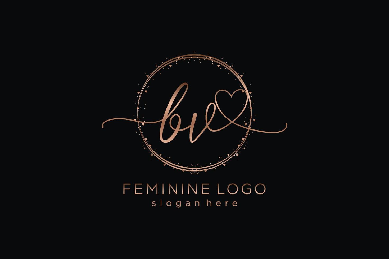 Initial BV handwriting logo with circle template vector logo of initial wedding, fashion, floral and botanical with creative template.