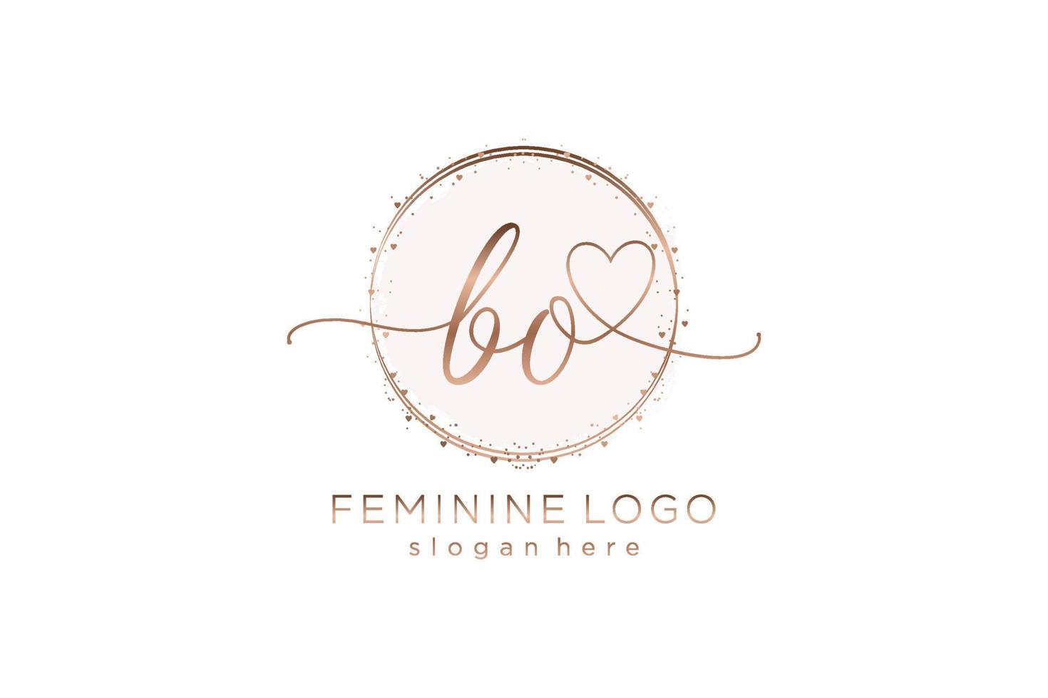 logotipo inicial de escritura a mano bo con plantilla de círculo logotipo vectorial de boda inicial, moda, floral y botánica con plantilla creativa. vector