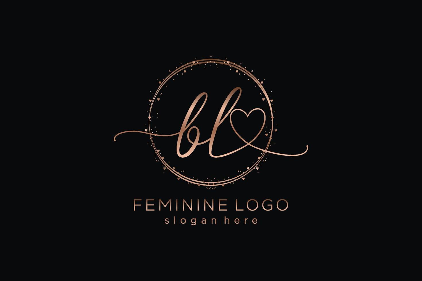 logotipo inicial de escritura a mano bl con plantilla de círculo logotipo vectorial de boda inicial, moda, floral y botánica con plantilla creativa. vector