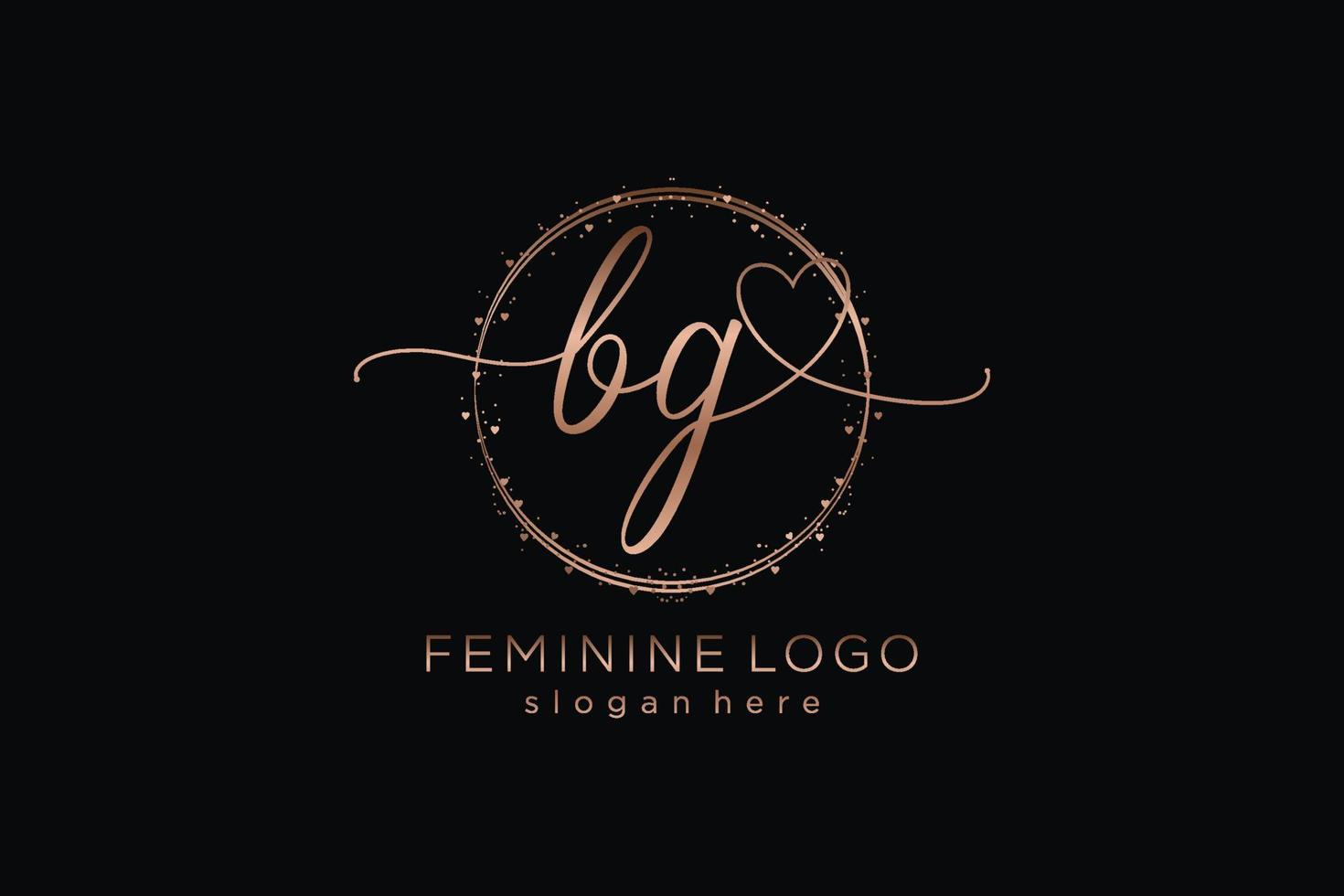 Initial BG handwriting logo with circle template vector logo of initial wedding, fashion, floral and botanical with creative template.