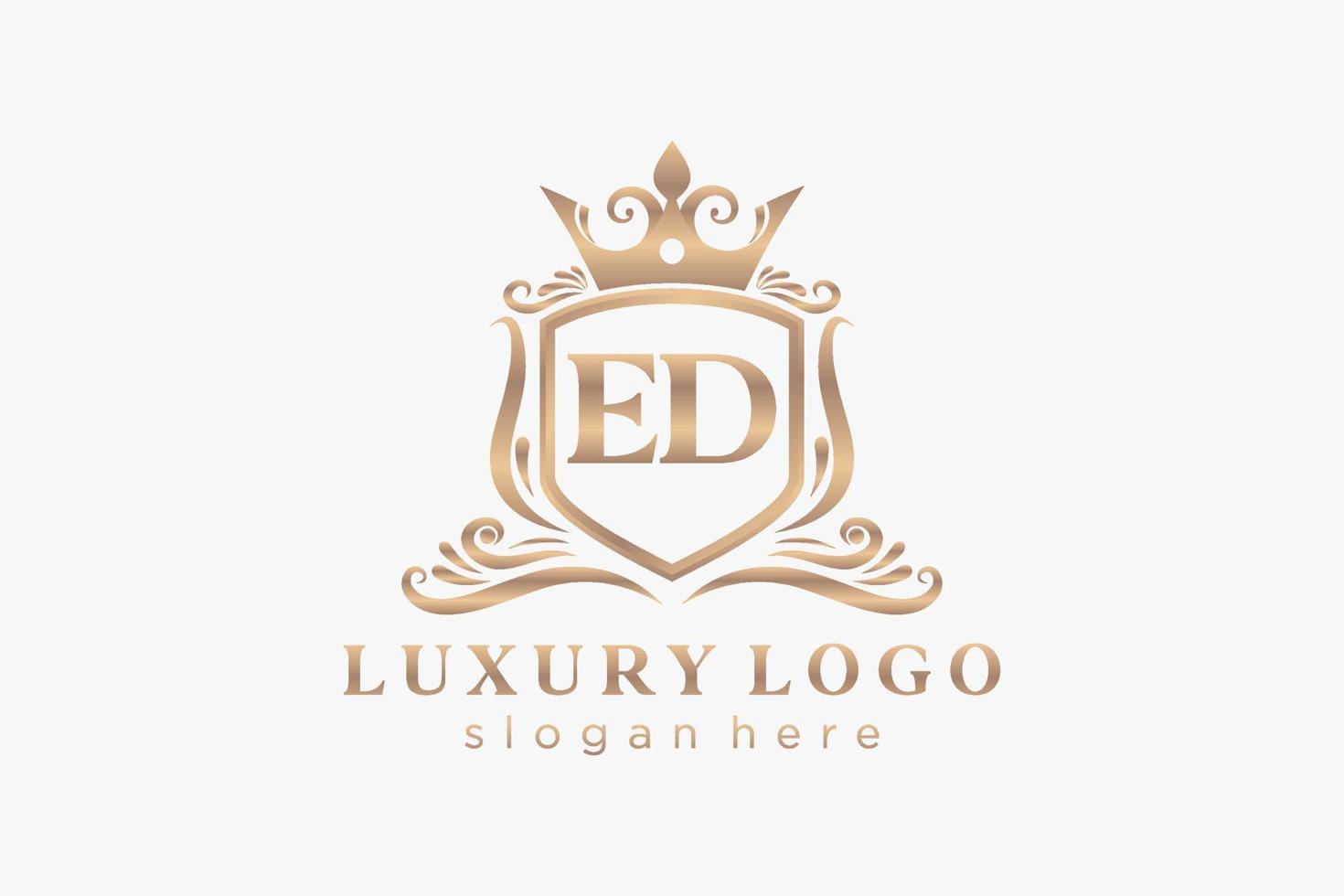 Initial ED Letter Royal Luxury Logo template in vector art for Restaurant, Royalty, Boutique, Cafe, Hotel, Heraldic, Jewelry, Fashion and other vector illustration.