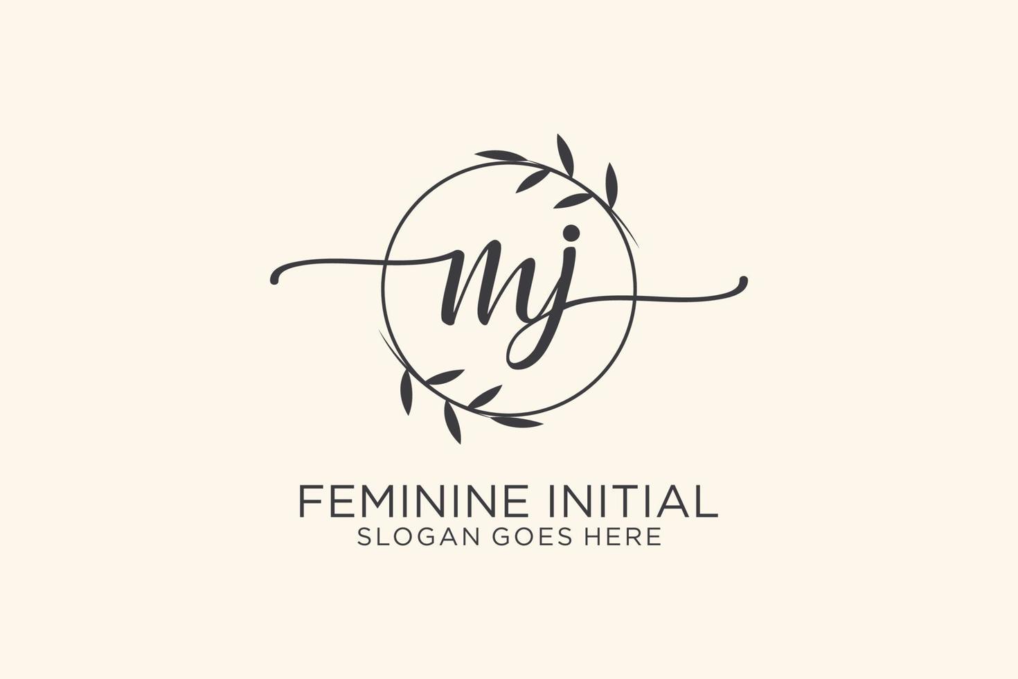 Initial MJ beauty monogram and elegant logo design handwriting logo of initial signature, wedding, fashion, floral and botanical with creative template. vector