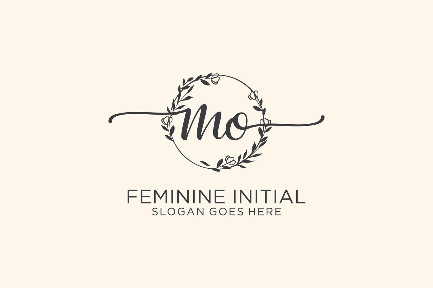 Initial MO beauty monogram and elegant logo design handwriting logo of initial signature, wedding, fashion, floral and botanical with creative template. vector