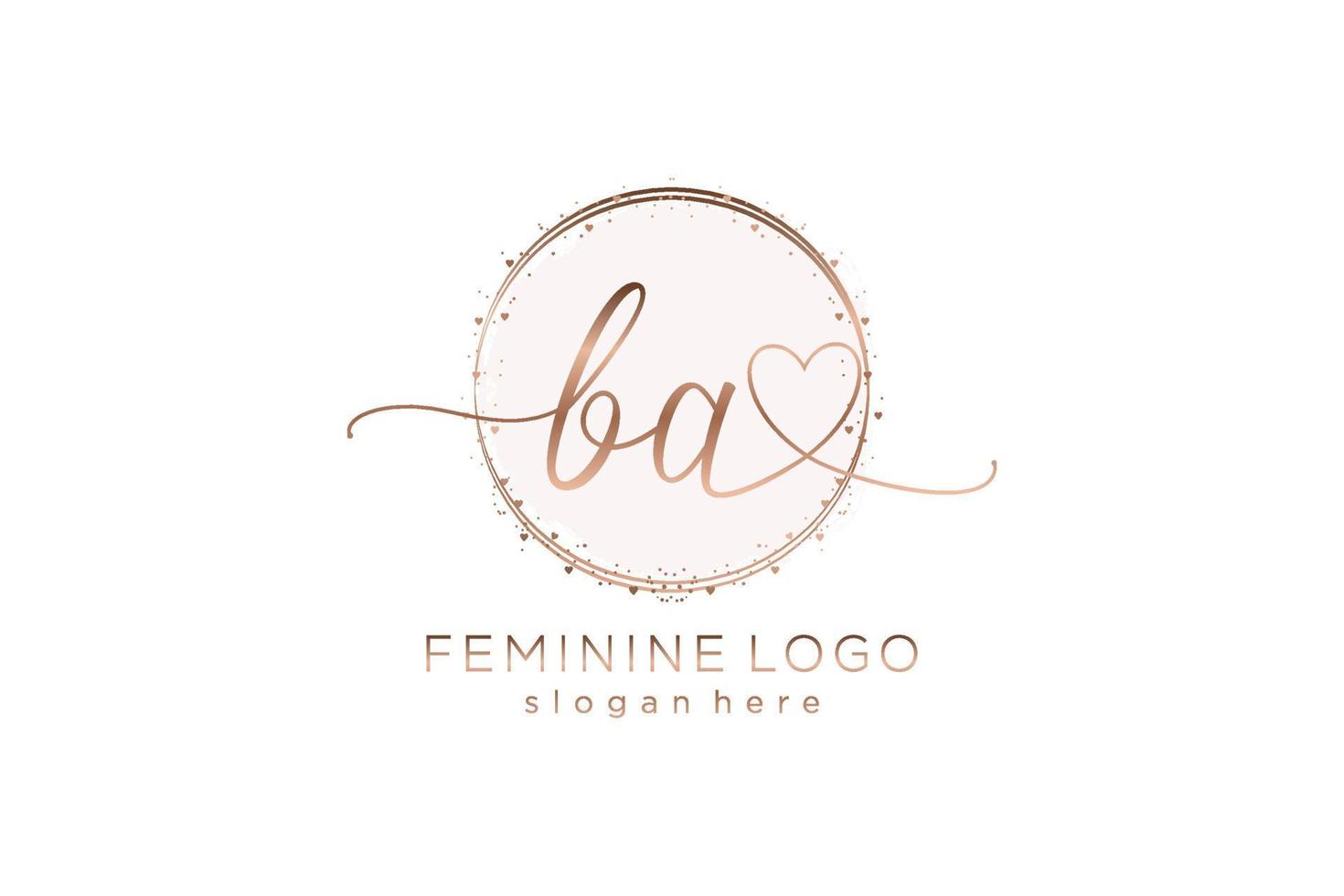 logotipo inicial de escritura a mano ba con plantilla de círculo logotipo vectorial de boda inicial, moda, floral y botánica con plantilla creativa. vector