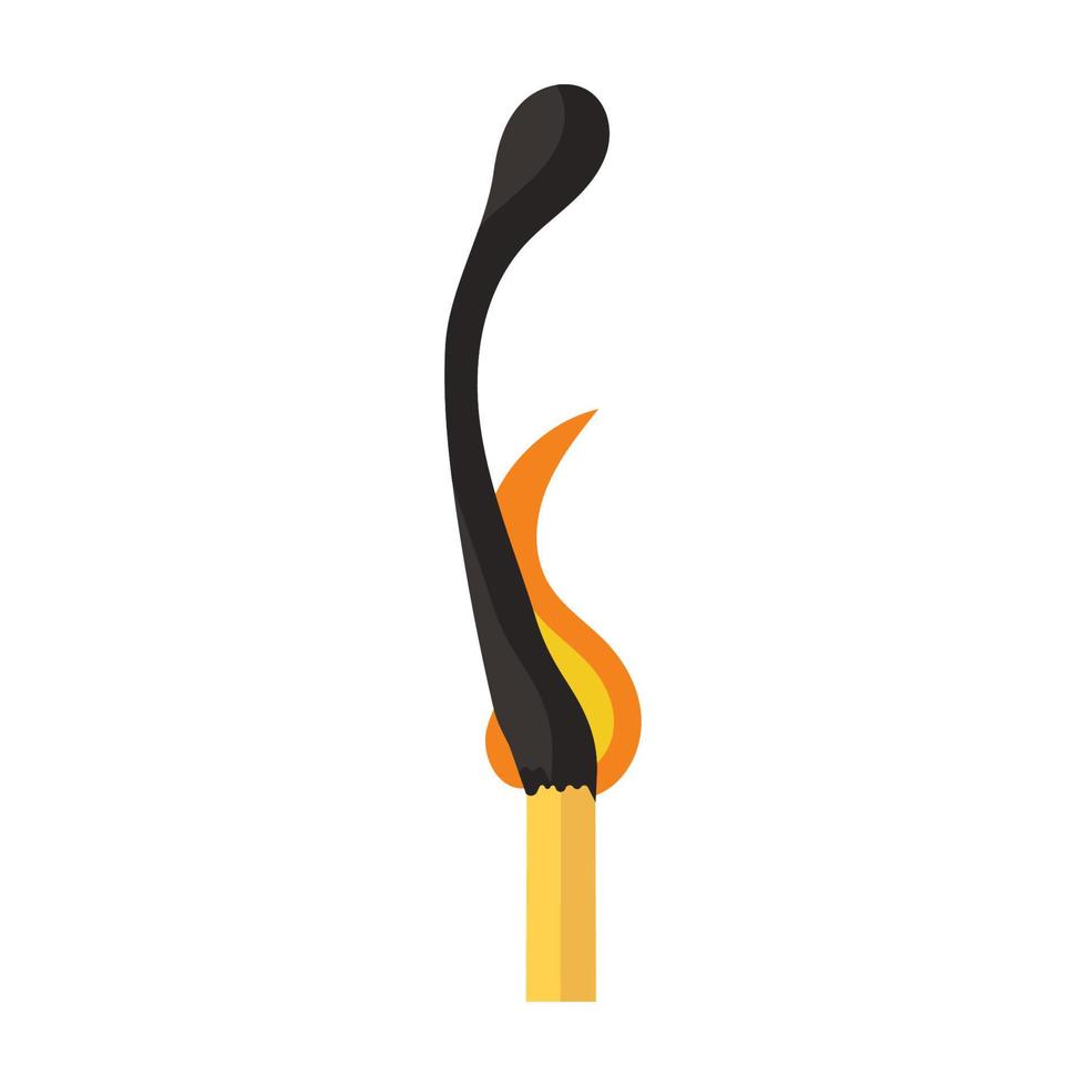 Burning match animation and flame ignite wooden stick. Matchstick fire sequence isolated icon. Cartoon burnt step and element . Flammable match vector illustration