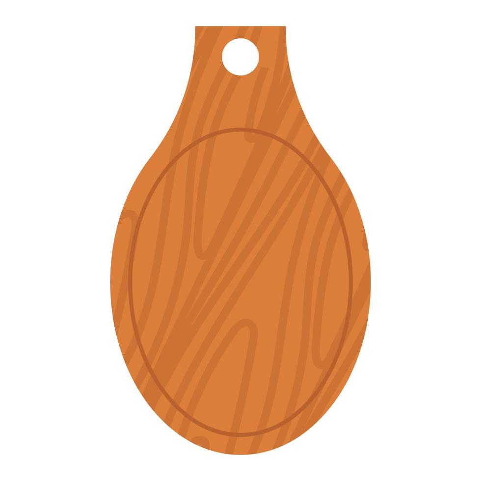 tablero de pizza de madera de dibujos animados. restaurante utensilio vacío para comida y tabla de cortar para icono de cocina aislado blanco. manijas bandeja de tablones para cortar y cocinar. Ilustración de vector de tablero duro texturizado